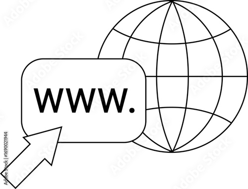 globe icon and World Wide Web icon with white background