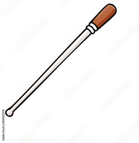 Cartoon drawing of a conductor's baton in a simple, bold style, isolated