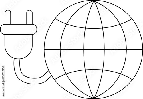 globe icon and power plug icon with white background