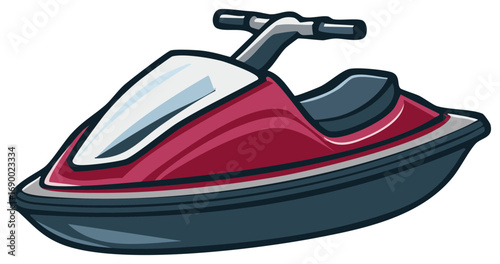 Illustration of a Red and Grey Jet Ski for Water Recreation and Travel