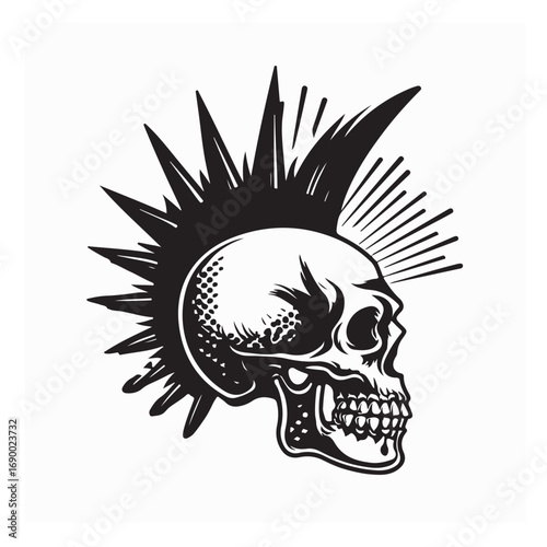 Cute Skull Logo Vector with Mohawk Hairstyle for Edgy Design