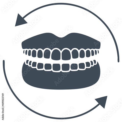 Dentistry concept: teeth rotation, dental health or dental care treatment illustration