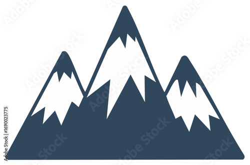 Stylized Illustration of Three Mountain Peaks with Snow