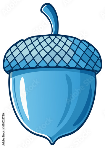 Stylized acorn design features a distinct light blue color with a textured cap and simple stem