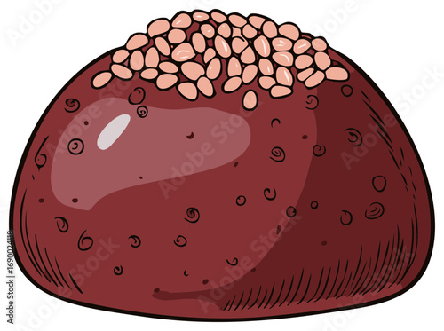 Sweet Red Bean Paste Dessert with Toppings Illustration