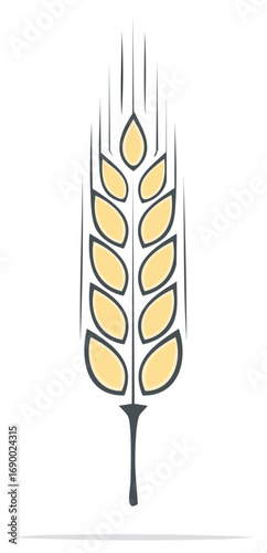 Modern stylized wheat ear design for agriculture food production baking and natural ingredients