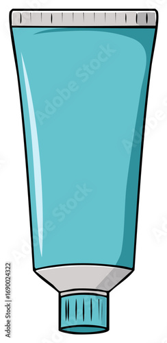 Aqua blue squeeze tube with cap for cream or paste in a clean illustration style