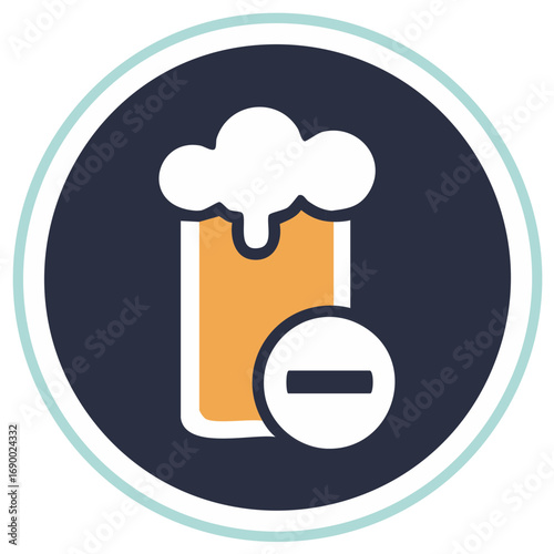 Beer glass with a prohibition sign icon representing alcohol ban or restriction