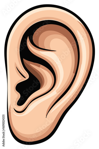 Stylized Cartoon Human Ear Illustration