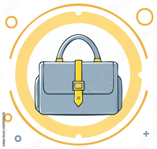 Business briefcase or satchel line art icon illustration for work or travel