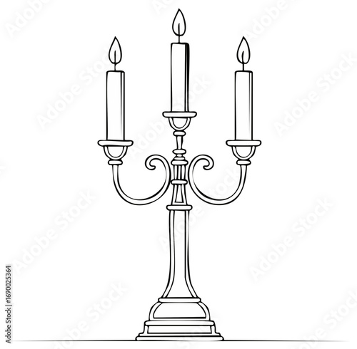 Elegant Candelabra Illustration with Burning Candles