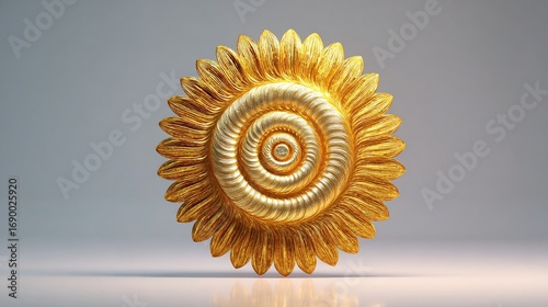 and keyword list based on your image

 Golden Sunflower Ornament 3D Render