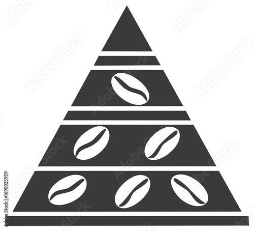 Coffee quality hierarchy pyramid with beans on different levels vector icon