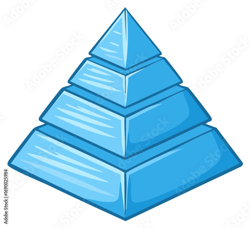 Four Layered Pyramid Design Represents Hierarchy Process Structure Visual