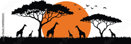 Silhouette of a Giraffe at Sunset

