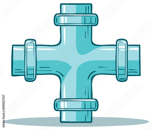 Cartoon plumbing pipe fitting illustration. Vector illustration