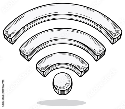 Hand Drawn WiFi Symbol Wireless Network Connection Internet Access Hotspot Signal Icon