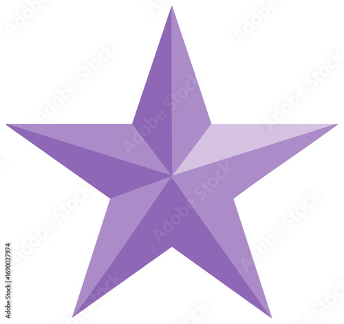 Geometric Purple Star Shape Abstract Design Element Isolated on White