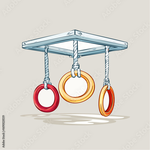 Cartoon Illustration of Gymnastic Rings A Colorful and Engaging Visual for Fitness and Exercise