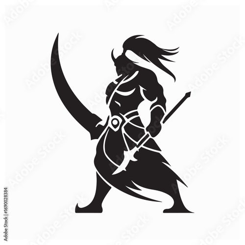 Barbarian Warrior with Sword Logo Vector Illustration for Battle Design