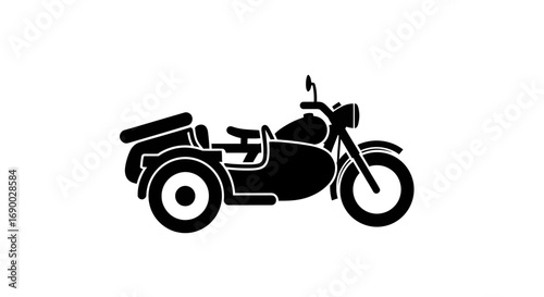 Classic Sidecar Motorcycle Silhouette Design.