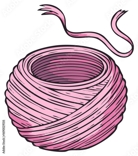 Pink string spool graphic element for creative DIY projects