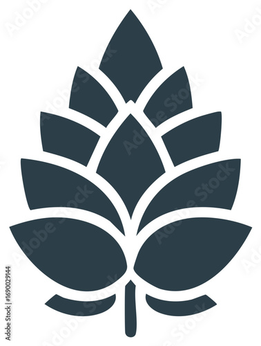 Stylized Vector Illustration of a Hop Cone for Beer Brewing Design Element