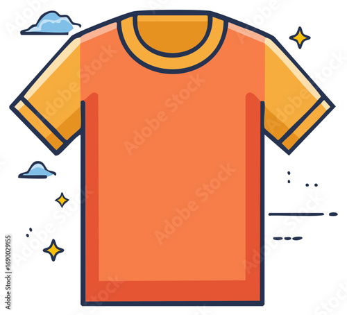 Clean Orange T Shirt with Subtle Sparkle and Cloud Accents Graphic