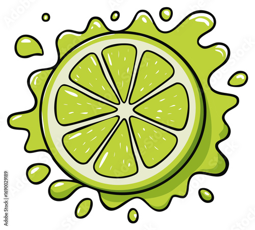 Vibrant Lime Slice Splashing Refreshing Juice with Droplets