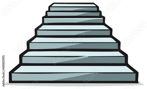 Simple cartoon illustration of a staircase leading upwards, symbol of progress and success