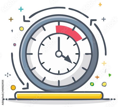 Cartoon Clock Illustration Time Management Deadline Concept