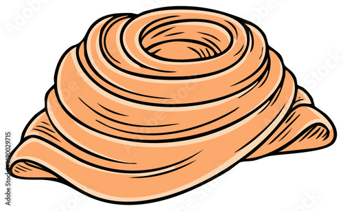 Delicious Swirled Sweet Bun Pastry Isolated Cartoon Illustration