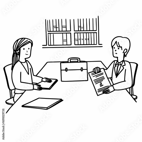 Job interview illustration hiring process career opportunity business meeting recruitment process candidate review