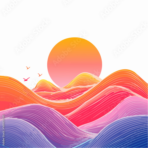 Modern Sunset Landscape