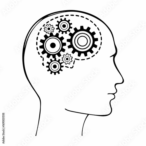 Human brain gears concept idea thinking mind process intelligence machine learning innovation creativity 100
