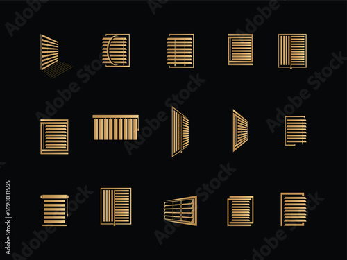 Window Logo Design Template, windows coverings logo, Blinds windows coverings logo vector template, Modern Window Logo Design, Minimalist Real Estate, Architecture & Interior Branding Icon