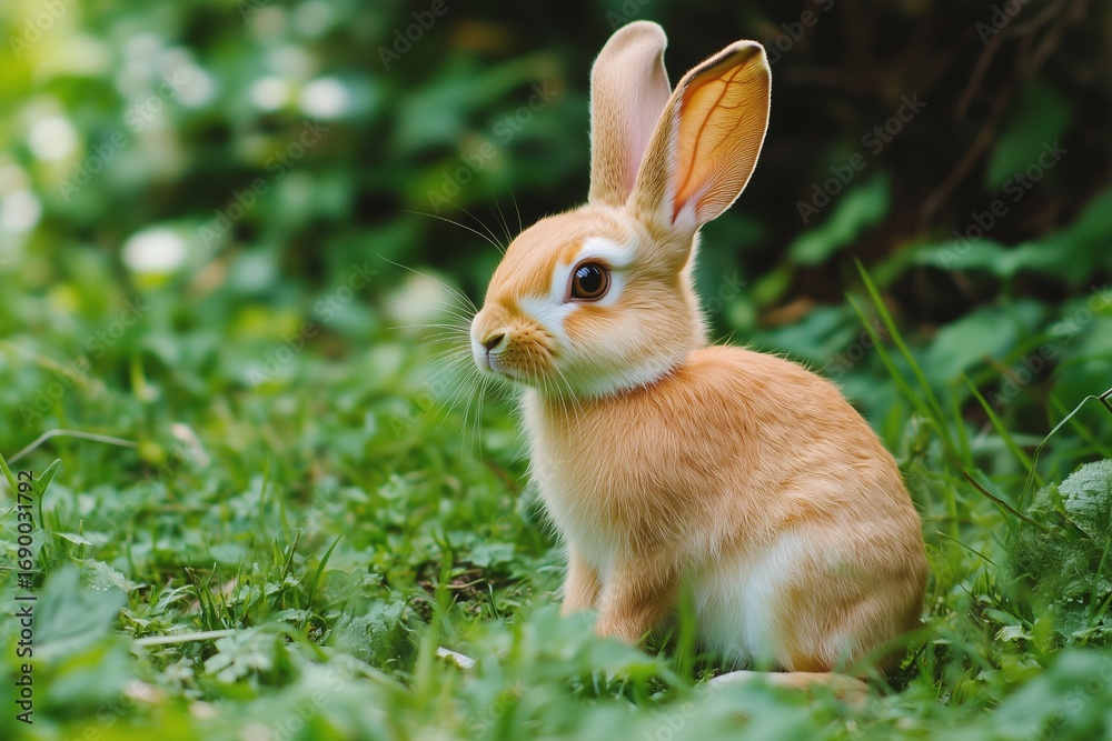 Fototapeta premium Cute Rabbit in Green Grass