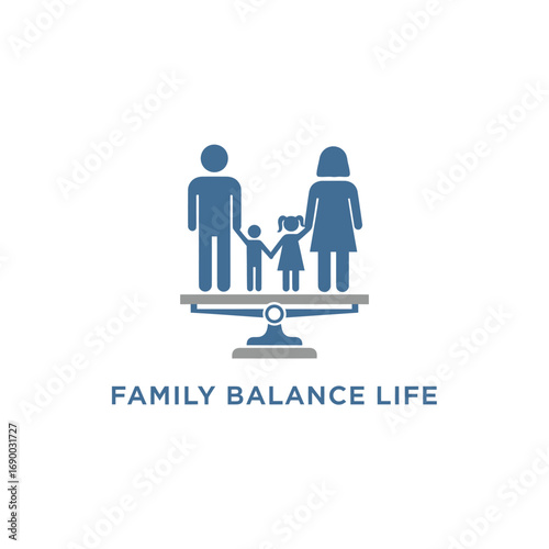 Scales family life balance happy, logo design illustration