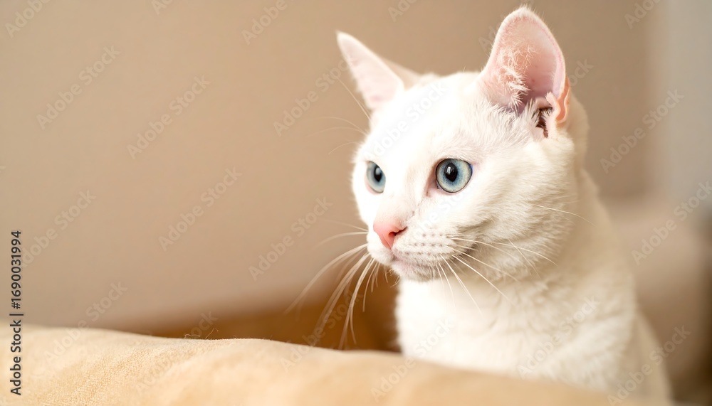 Fototapeta premium White cat portrait