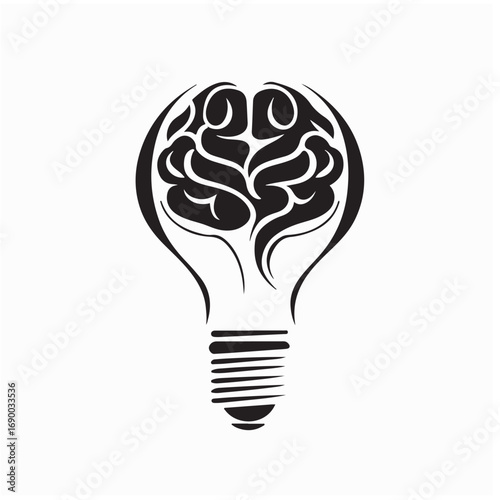 Incandescent lamp in form a person brain Vector Image on white background