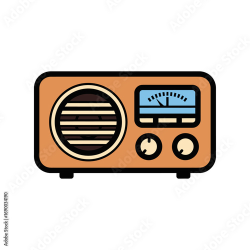 Retro Radio Illustration with Speaker and Tuning Dial