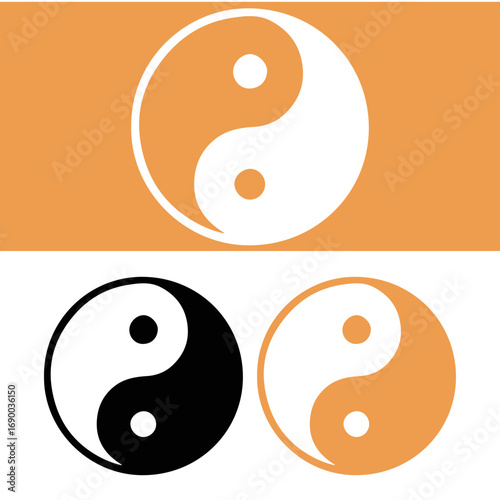 Yin and yang symbols representing balance and harmony in contrasting colors Vector