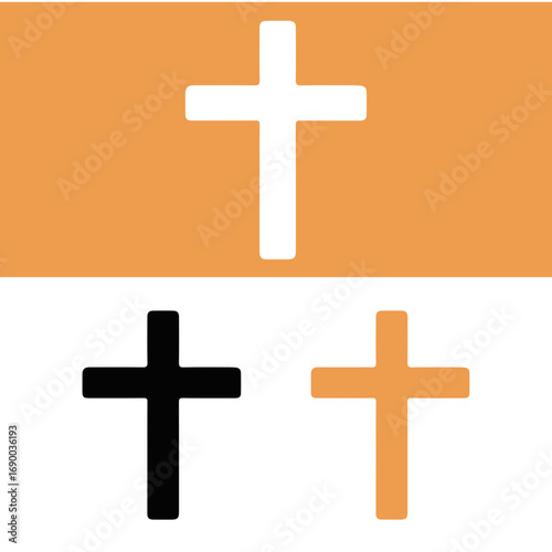 Three crosses symbolize faith and religion in a simple graphic illustration Vector