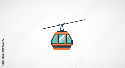 Illustration of a cable car ski lift gondola for mountain transportation and winter resort activities use