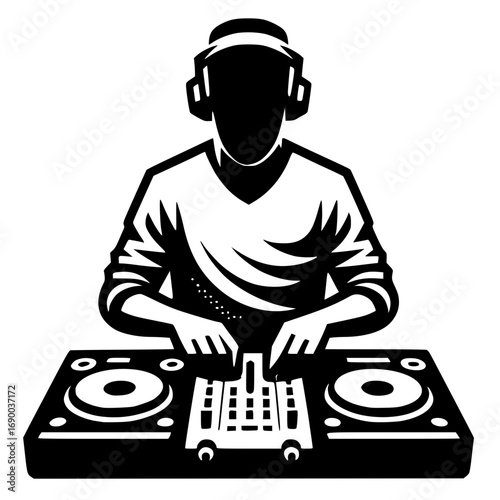 DJ Mixing music vector image illsutration