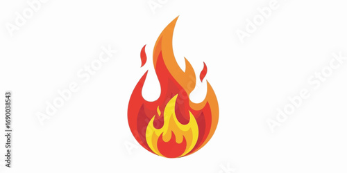 High quality vector illustration of flame with dynamic clean shapes, bright solid colors, and smooth fiery gradients.