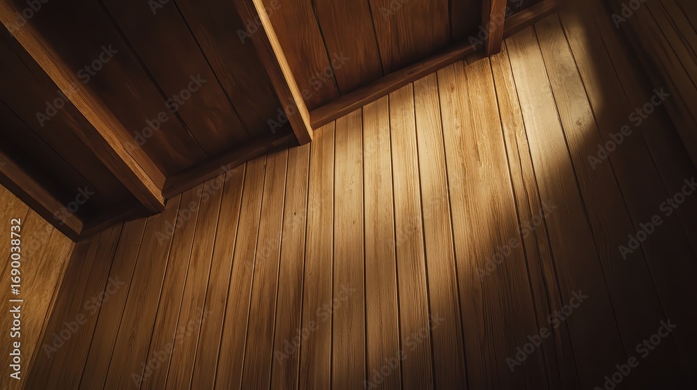 Obraz premium A wooden wall with a light coming through it
