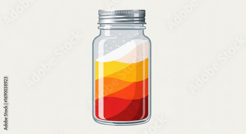 Glass jar with layered colorful sand art craft idea for kids and creative home decor projects and diy crafts