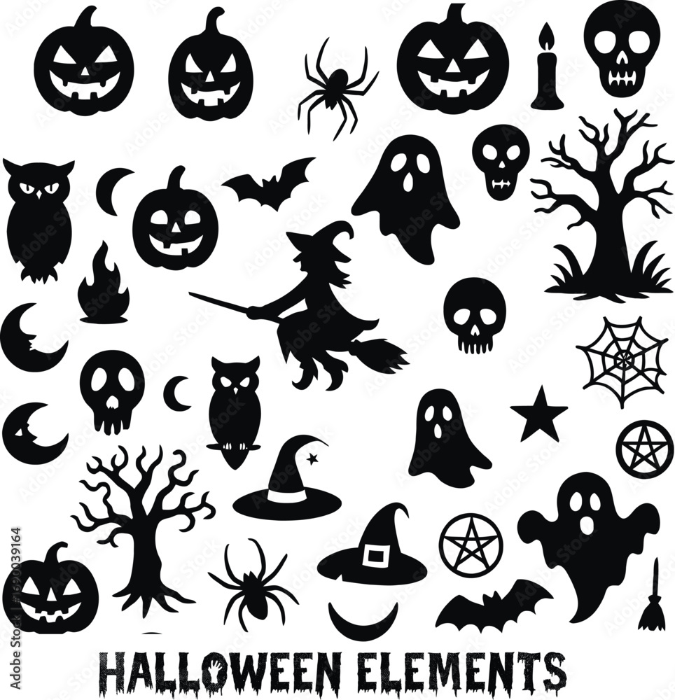 Fototapeta premium Collection of Happy Halloween Elements Illustration