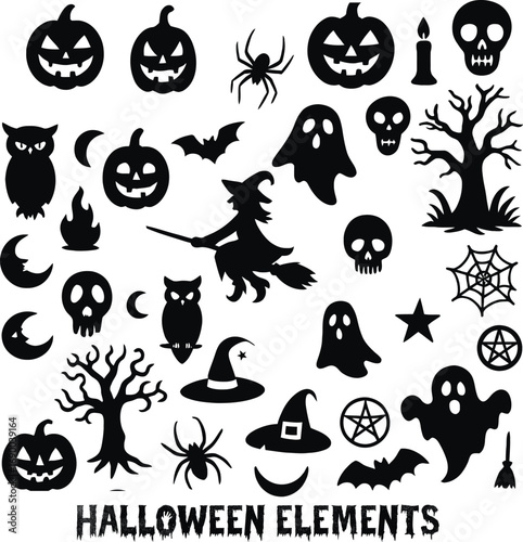 Collection of Happy Halloween Elements Illustration